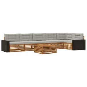 vidaXL Ensemble de canap&eacute;s d'ext&eacute;rieur 7 pc Naturel et gris clair