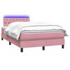 vidaXL Sommier &agrave; lattes de lit avec matelas et LED rose 120x220 cm velours