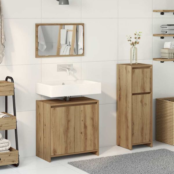 vidaXL Ensemble de meubles salle de bain 3 pcs bois d'ing&eacute;nierie