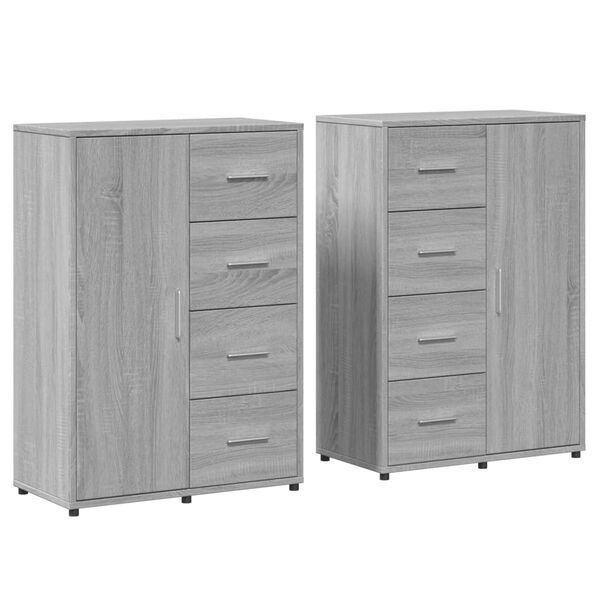 vidaXL Buffets 2 pcs sonoma gris 60x31x84 cm bois d'ing&eacute;nierie
