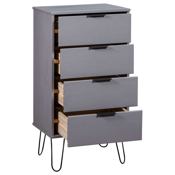 vidaXL Armoire à tiroir Gris 45x39,5x90,3 cm Bois de pin solide