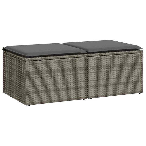 vidaXL Salon de jardin 2 pcs avec coussins gris résine tressée acacia