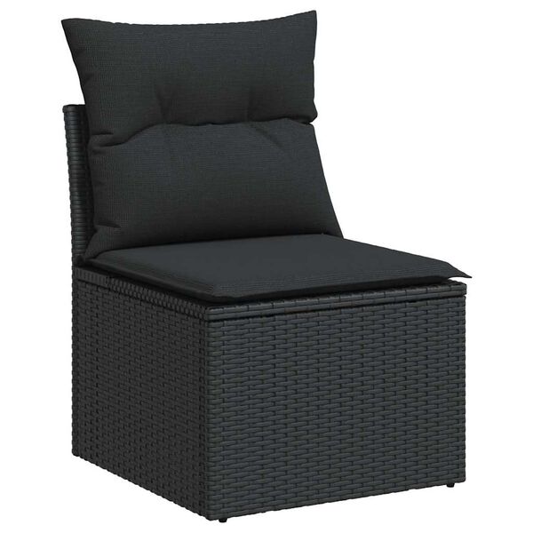vidaXL Salon de jardin 8 pcs avec coussins noir r&eacute;sine tress&eacute;e
