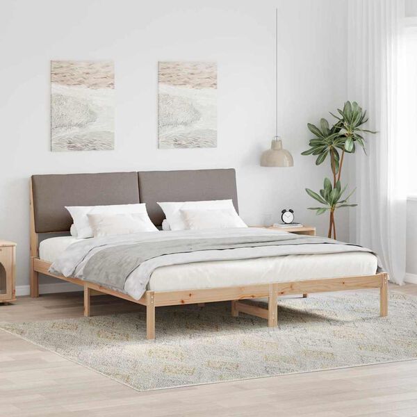 vidaXL Cadre de lit Marron et taupe 200 x 200 cm Bois massif en pin