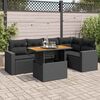 vidaXL Salon de jardin 6 pcs avec coussins noir r&eacute;sine tress&eacute;e
