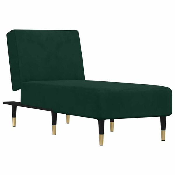 vidaXL Chaise longue vert fonc&eacute; velours