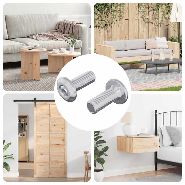 vidaXL Vis &agrave; T&ecirc;te Bloqu&eacute;e 2 pcs Argent&eacute; M6 x 15 mm Acier