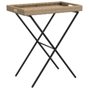 vidaXL Table &agrave; plateau pliable beige 65x40x75 cm r&eacute;sine tress&eacute;e