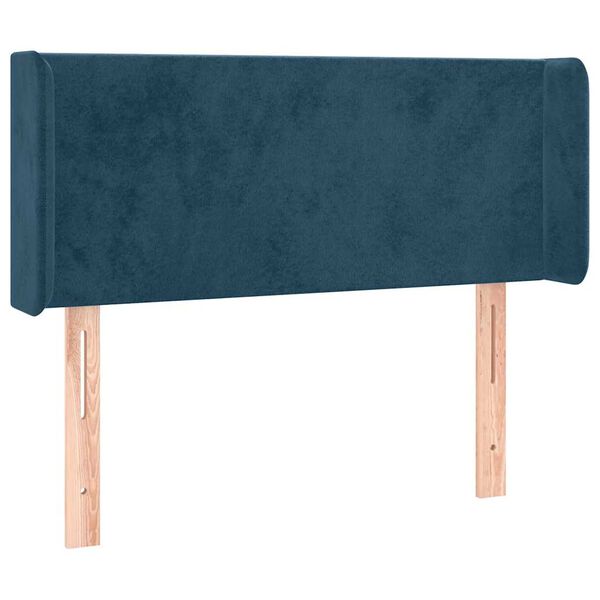 vidaXL T&ecirc;te de lit avec oreilles Bleu fonc&eacute; 93x16x78/88 cm Velours
