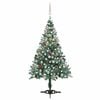 vidaXL Arbre de No&euml;l givr&eacute; pr&eacute;-&eacute;clair&eacute; et boules pommes de pin 150 cm