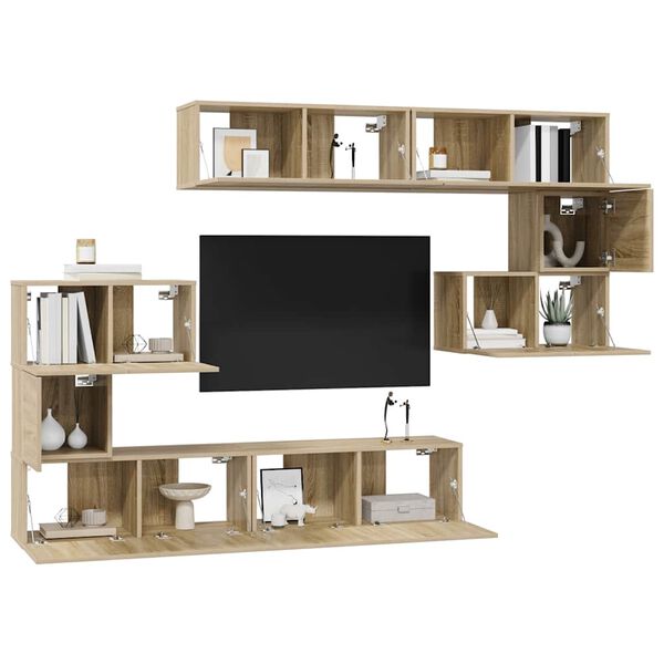 vidaXL Ensemble de meubles TV 8 pcs Ch&ecirc;ne sonoma Bois d'ing&eacute;nierie