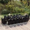 vidaXL Ensemble à manger de jardin coussins 17 pcs Résine tressée Noir