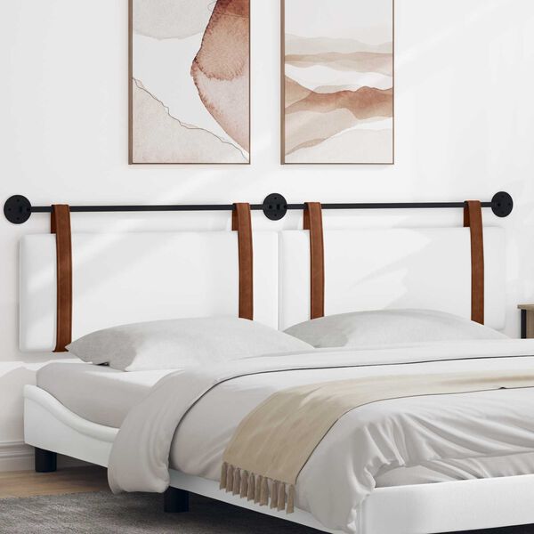 vidaXL T&ecirc;te de lit suspendue Uni Blanc 210 x 55 x 5 cm PU antique