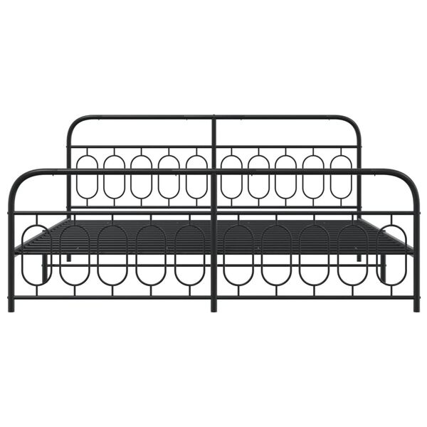 vidaXL Cadre de lit métal sans matelas avec pied de lit noir 200x200cm