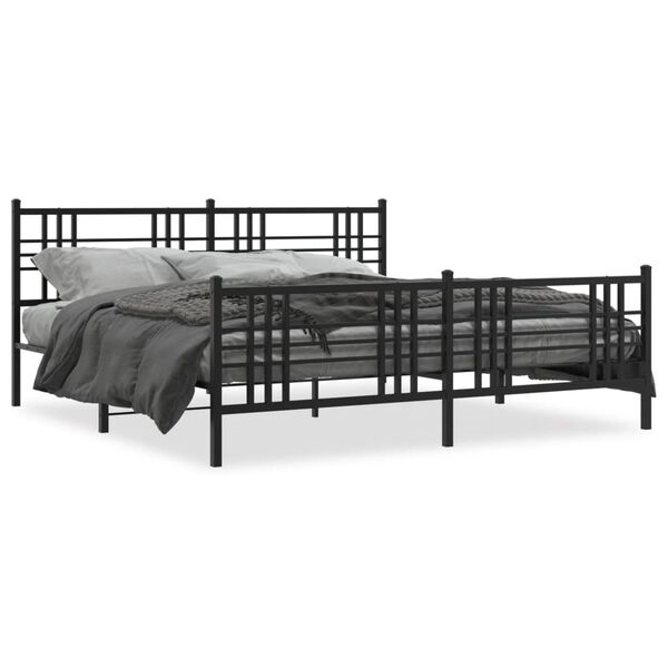 vidaXL Cadre de lit m&eacute;tal sans matelas avec pied de lit noir 180x200cm