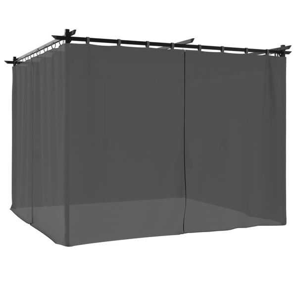 vidaXL Tonnelle avec rideaux anthracite 3x3 m acier