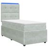 vidaXL Lit boxspring LED avec matelas Gris clair 90 x 190 cm Velours