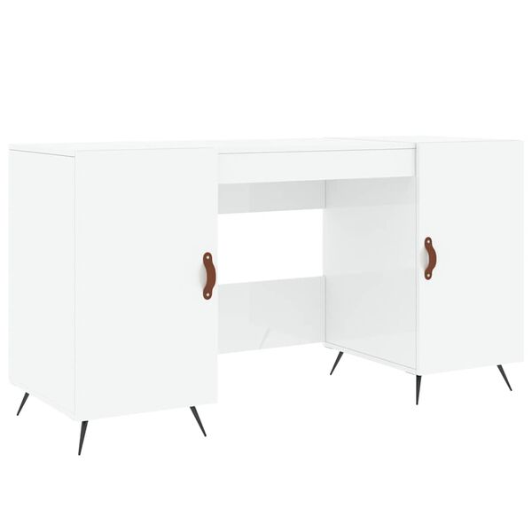 vidaXL Bureau Blanc brillant 140x50x75 cm Bois d'ing&eacute;nierie