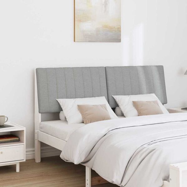 vidaXL T&ecirc;te de lit capitonn&eacute;e Gris clair 150 cm Pin massif