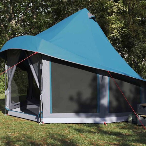vidaXL Tente Tipi familiale avec toit Bleu 404 x 370 x 270 cm