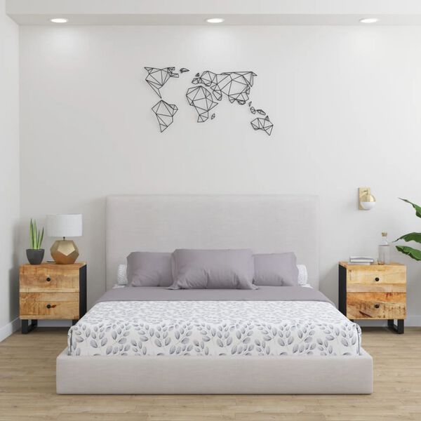 vidaXL Tables de chevet 2 pcs 40x33x46 cm Bois de manguier solide