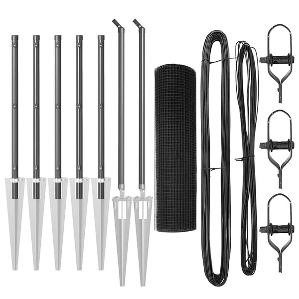 vidaXL Poteau de cl&ocirc;ture. Gris 10 x 0,8 m (treillis 19 x 19 mm)