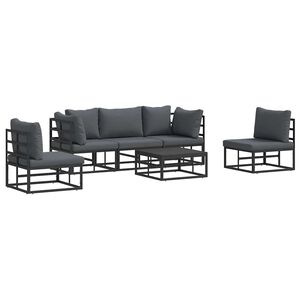 vidaXL Ensemble de canap&eacute; de jardin 6 pc Noir Aluminium