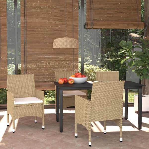 vidaXL Ensemble &agrave; manger de jardin et coussins 5 pcs Poly rotin Beige