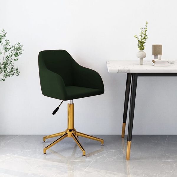 vidaXL Chaise pivotante de salle &agrave; manger Vert fonc&eacute; Velours