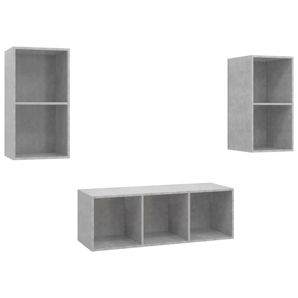 vidaXL Ensemble de meuble TV 3 pcs Gris béton Bois d'ingénierie