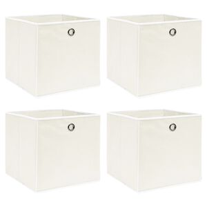 vidaXL Bo&icirc;tes de rangement 4 pcs Blanc 32x32x32 cm Tissu