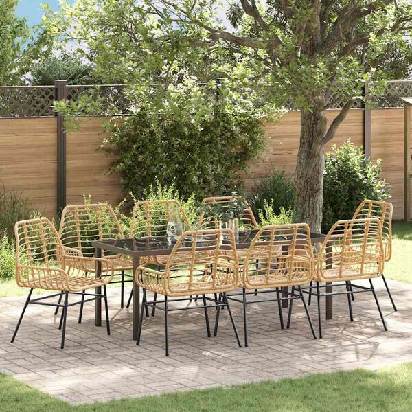 vidaXL Ensemble de salle &agrave; manger pour jardin 9 pcs Marron polyrotin