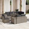 vidaXL Salon de jardin 9 pcs avec coussins gris clair r&eacute;sine tress&eacute;e