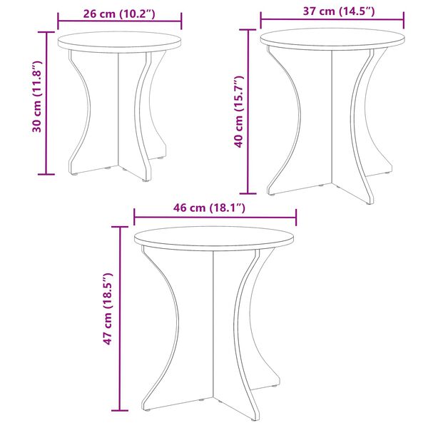 vidaXL Table basse 3 pcs Blanc