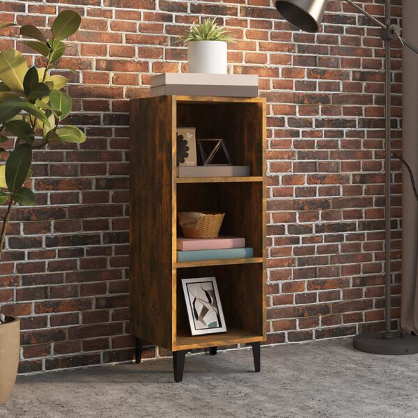 vidaXL Buffet chêne fumé 34,5x32,5x90 cm bois d'ingénierie