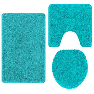 vidaXL Ensemble de tapis de bain antidérapants 3 pcs Turquoise PP