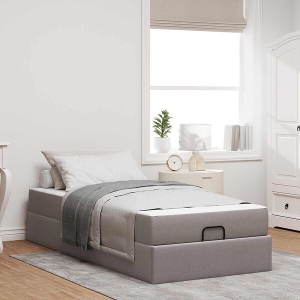 vidaXL Cadre de lit avec matelas avec matelas 2 pcs Taupe tissu