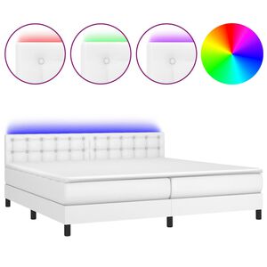 vidaXL Sommier &agrave; lattes de lit avec matelas et LED Blanc 200x200 cm