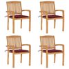 vidaXL Chaises de jardin empilables avec coussins lot de 4 Teck solide
