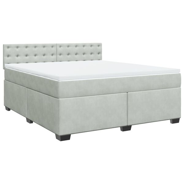 vidaXL Sommier &agrave; lattes de lit et matelas Gris clair 180x200cm Velours