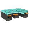 vidaXL Salon de jardin 10 pcs avec coussins noir r&eacute;sine tress&eacute;e