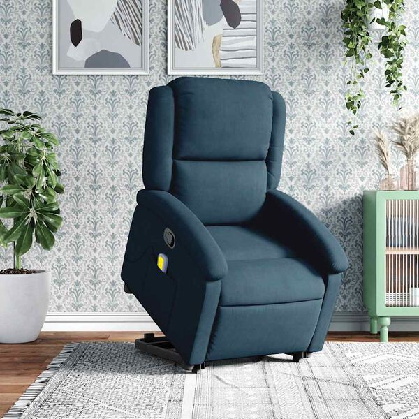 vidaXL Fauteuil de massage inclinable Bleu Velours