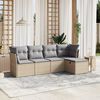 vidaXL Salon de jardin avec coussins 5pcs m&eacute;lange beige r&eacute;sine tress&eacute;e