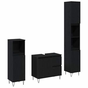 vidaXL Ensemble de mobilier de salle de bain 3 pcs Ch&ecirc;ne noir