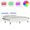 vidaXL Cadre de lit avec bandes LED Blanc 200 x 200 cm Simili cuir