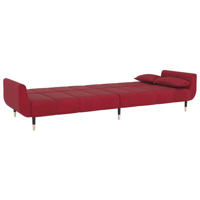 vidaXL Canapé-lit à 2 places et deux oreillers Rouge bordeaux Velours