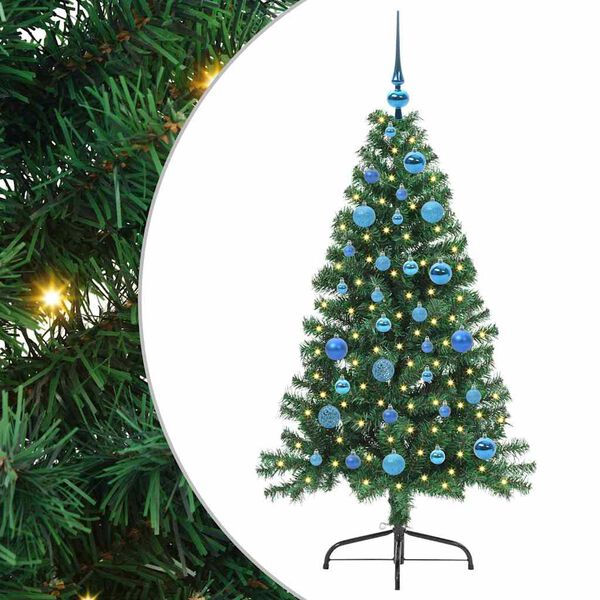 vidaXL Sapin de No&euml;l artificiel pr&eacute;-&eacute;clair&eacute; Vert 150 cm PVC