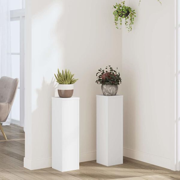 vidaXL Supports pour plantes 2 pcs blanc 17x17x60 cm bois d'ing&eacute;nierie