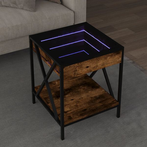 vidaXL Table basse avec LED Infinity chêne fumé 40x40x49 cm