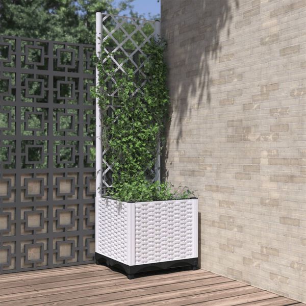 vidaXL Jardini&egrave;re avec treillis Blanc 40x40x136 cm PP